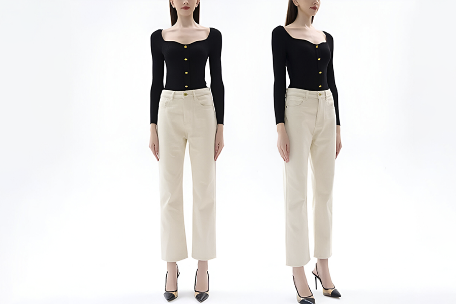Ladies High-Waisted Straight Fit Jeans