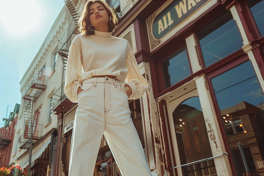 Ladies High-Waisted Straight Fit Jeans
