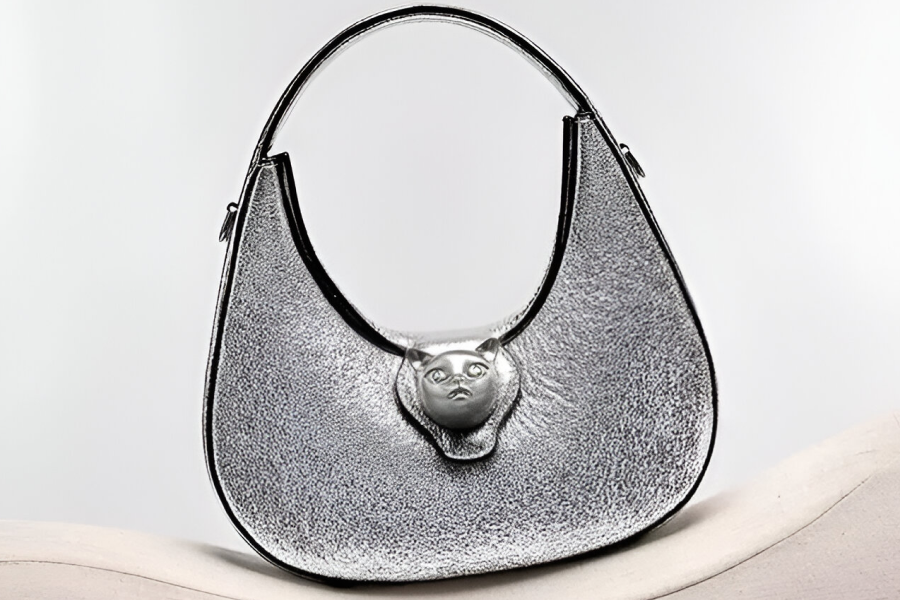 Leather Cat-Themed Handbag