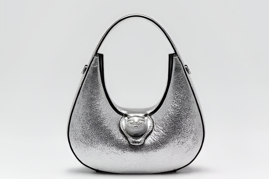 Leather Cat Motif Shoulder Bag