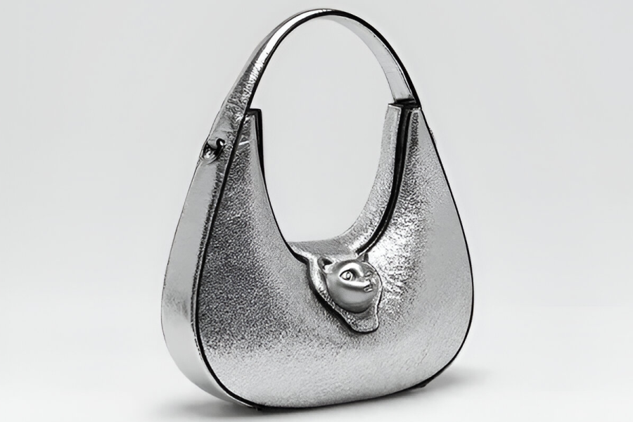 Leather Cat Motif Shoulder Bag